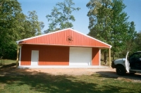 30x40x10, 10\' extended roof line, rustic red walls white trim and roof