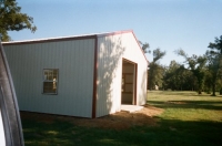 30x40x10, lightstone walls rustic red trim